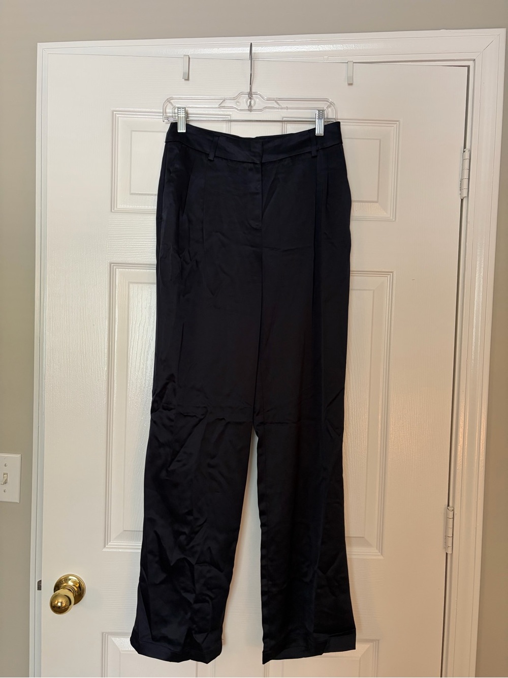 House of Harlow 1960 Black Satin Wide-Leg Trousers